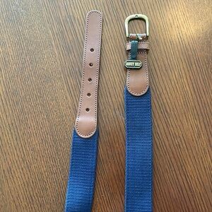 NWT Money Belt Canvas and Leather Blue Brass Buckle YKK Zipper Size L